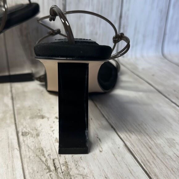 Good American Women’s Black Neoprene Pointy Toe Strappy Clear Heel Shoes size 7 - Picture 6 of 11